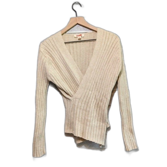 Mazik Sweater Cross front soft beige cream sz S - Picture 1 of 4